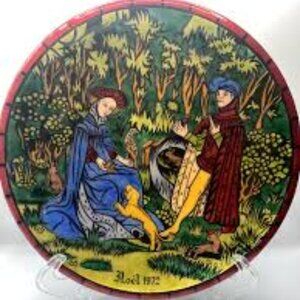 Jean-Paul Loup 1972 Christmas Enamel Collector Plate "La Chasse A La Licorne"